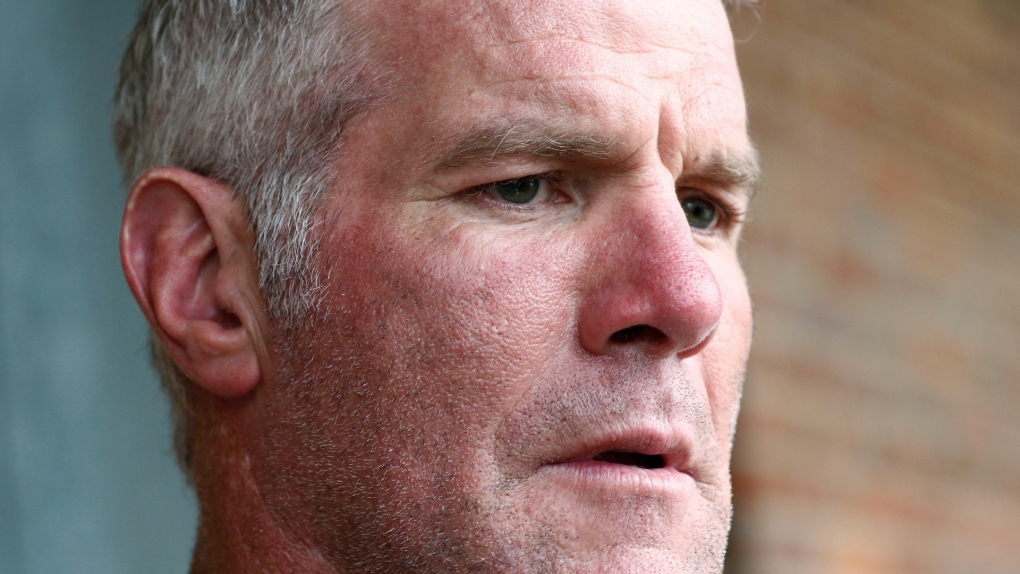 Former NFL quarterback Brett Favre speaks to the media, Oct. 17, 2018, in Jackson, Miss. (AP Photo/Rogelio V. Solis, File)