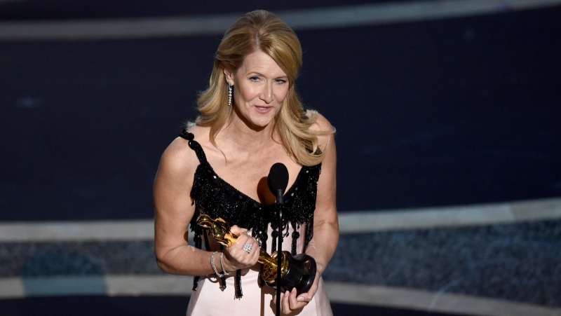 Laura Dern accepts the award for best performance by an actress in a supporting role for "Marriage Story" at the Oscars on Sunday, Feb. 9, 2020, at the Dolby Theatre in Los Angeles. (AP / Chris Pizzello)